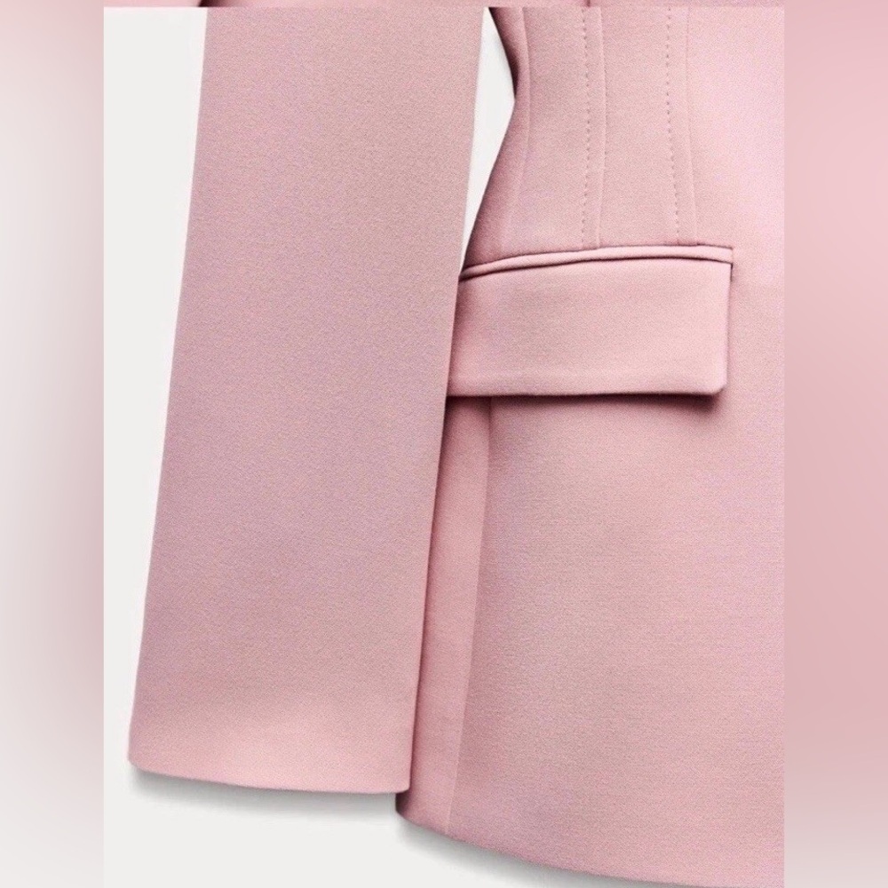 NWOT. Zara Pink Viscose Blend Fitted Tailored Blazer. Size XL. - Picture 7 of 11